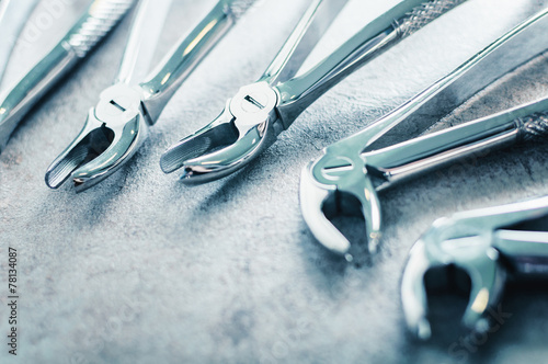 Lower Premolars Forceps dental tools arranged on the table