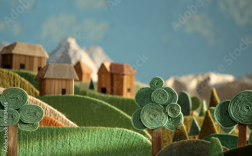 Countryside - alpine landscape made of wool