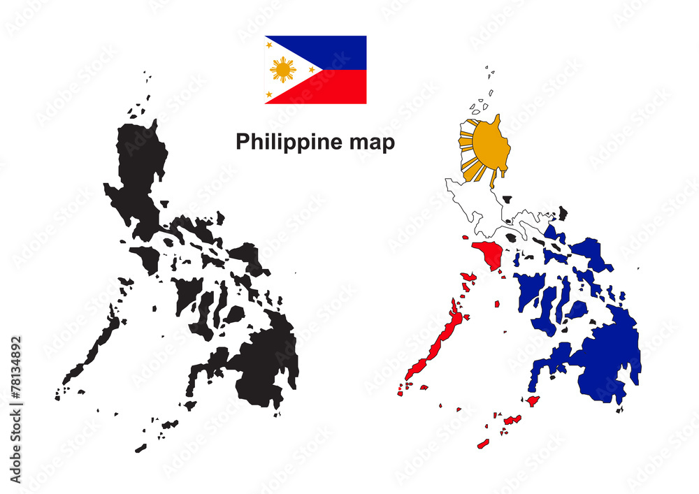 Obraz premium Philippine map, Philippine flag vector
