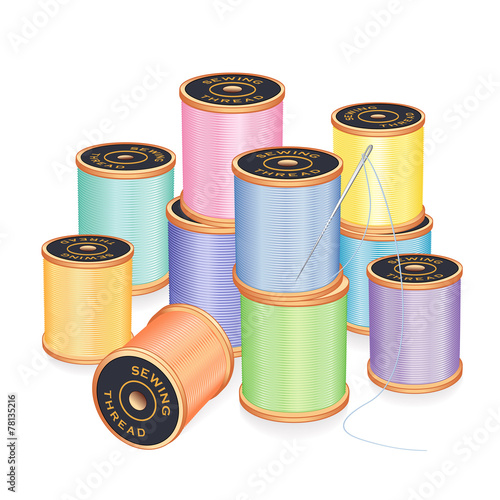 Needle, Pastel Threads, sewing, tailor, quilt, embroidery, DIY