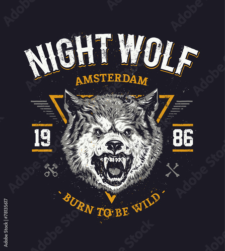 Wolf head grunge vector art.