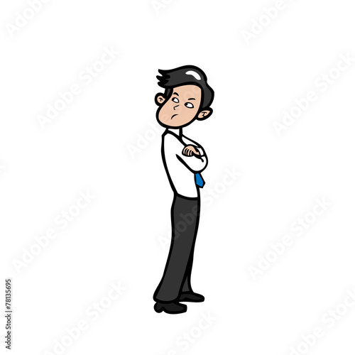 Businessman cross his hands and glance