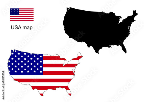 USA map vector, USA flag vector