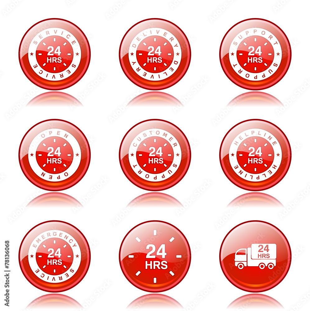 24 Hours Services Red Vector Button Icon Design Set 24 Hours Services Red Vector Button Icon Design Set