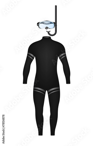 Diving suit and diving goggles with snorkel