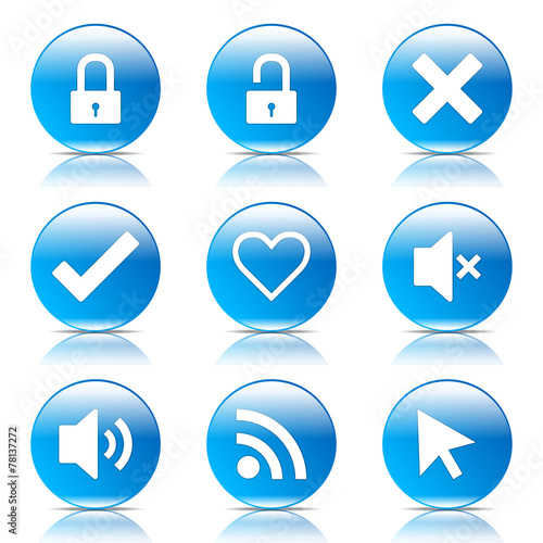 SEO Internet Sign Blue Vector Button Icon Design Set 4