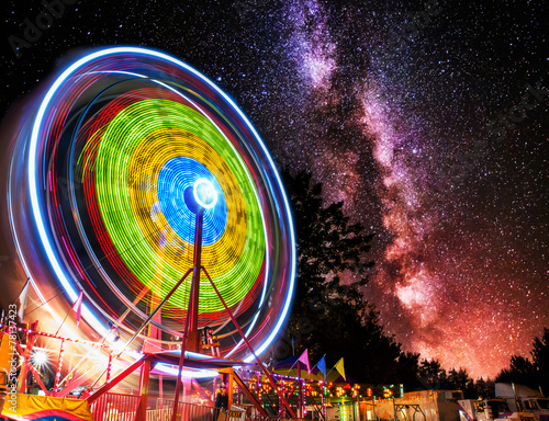 Ferris Wheel Light Motion Under Night Stars