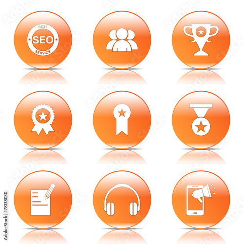 SEO Internet Sign Orange Vector Button Icon Design Set 9