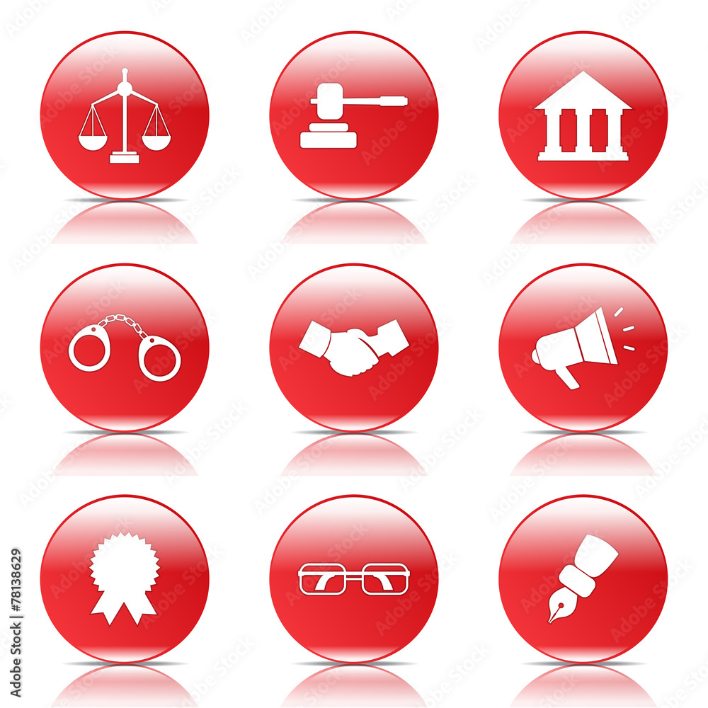 Law Sign Red Vector Button Icon Design Set Law Sign Red Vector Button Icon Design Set