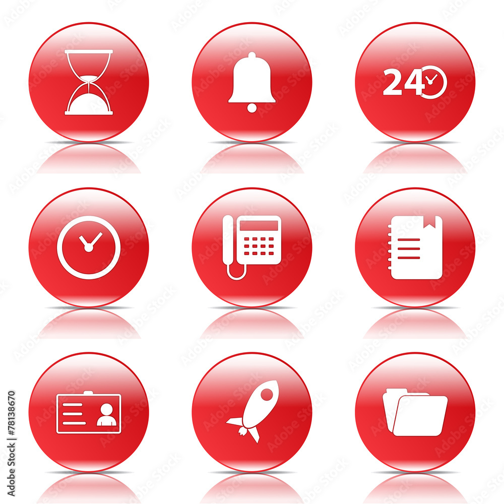 Time Duration Red Vector Button Icon Design Set Time Duration Red Vector Button Icon Design Set
