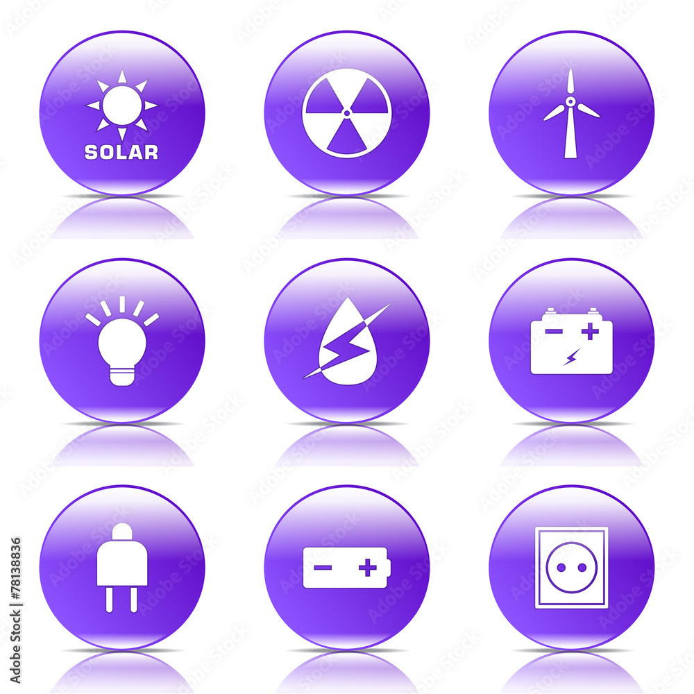 Energy Sign And Symbol Violet Vector Button Icon