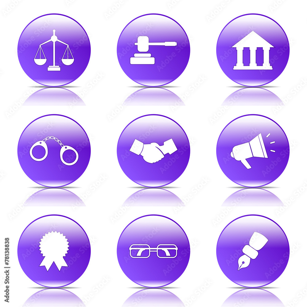 Law Sign Violet Vector Button Icon Design Set Law Sign Violet Vector Button Icon Design Set