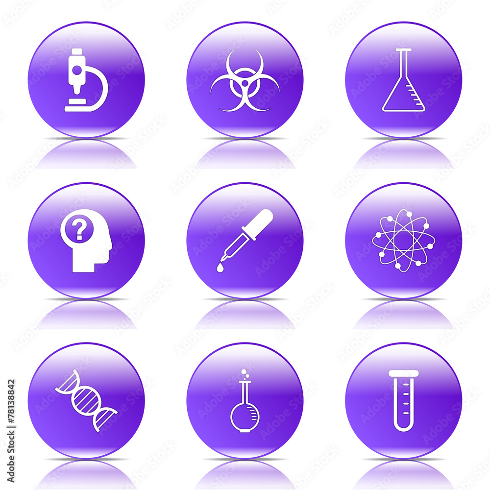 Science Instruments Violet Vector Button Icon Design Set Science Instruments Violet Vector Button Icon Design Set