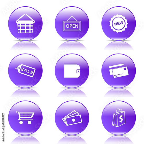 Shopping Sign Violet Vector Button Icon Design Set 2 © rizwanali3d
