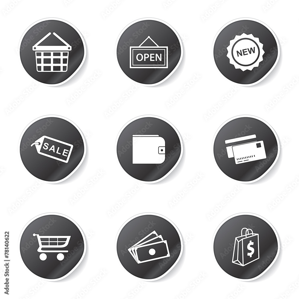 Shopping Sign Black Vector Button Icon Design Set 2