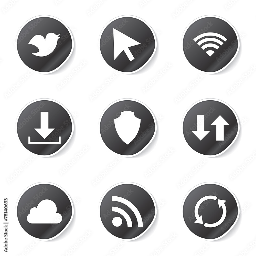 Web Internet Social Black Vector Button Icon Design Set Web Internet Social Black Vector Button Icon Design Set
