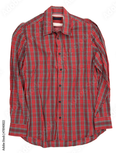 Man's red cotton plaid shirt