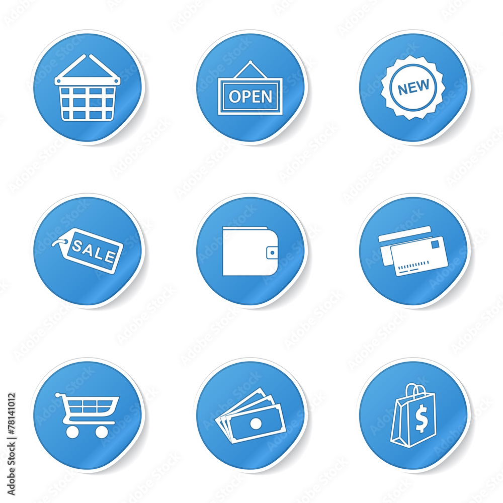 Shopping Sign Blue Vector Button Icon Design Set 2