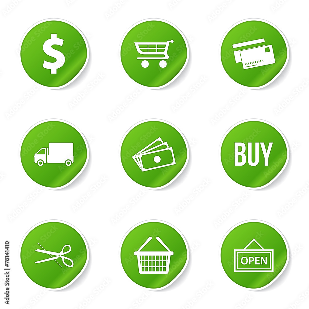 Shopping Sign Green Vector Button Icon Design Set Shopping Sign Green Vector Button Icon Design Set