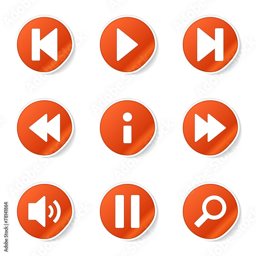 Free Download Multimedia Controller Orange Vector Button Icon Design Set - GFXLoad