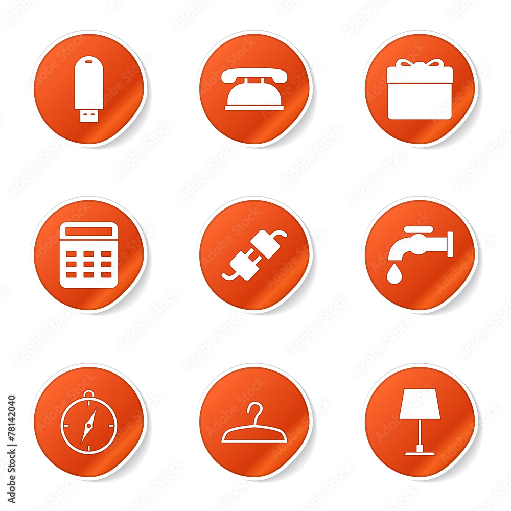 Fototapeta premium House Equipments Orange Vector Button Icon Design Set