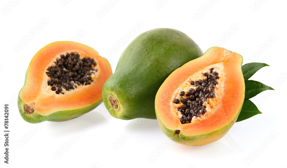 Papaya with leaves Papaya with leaves