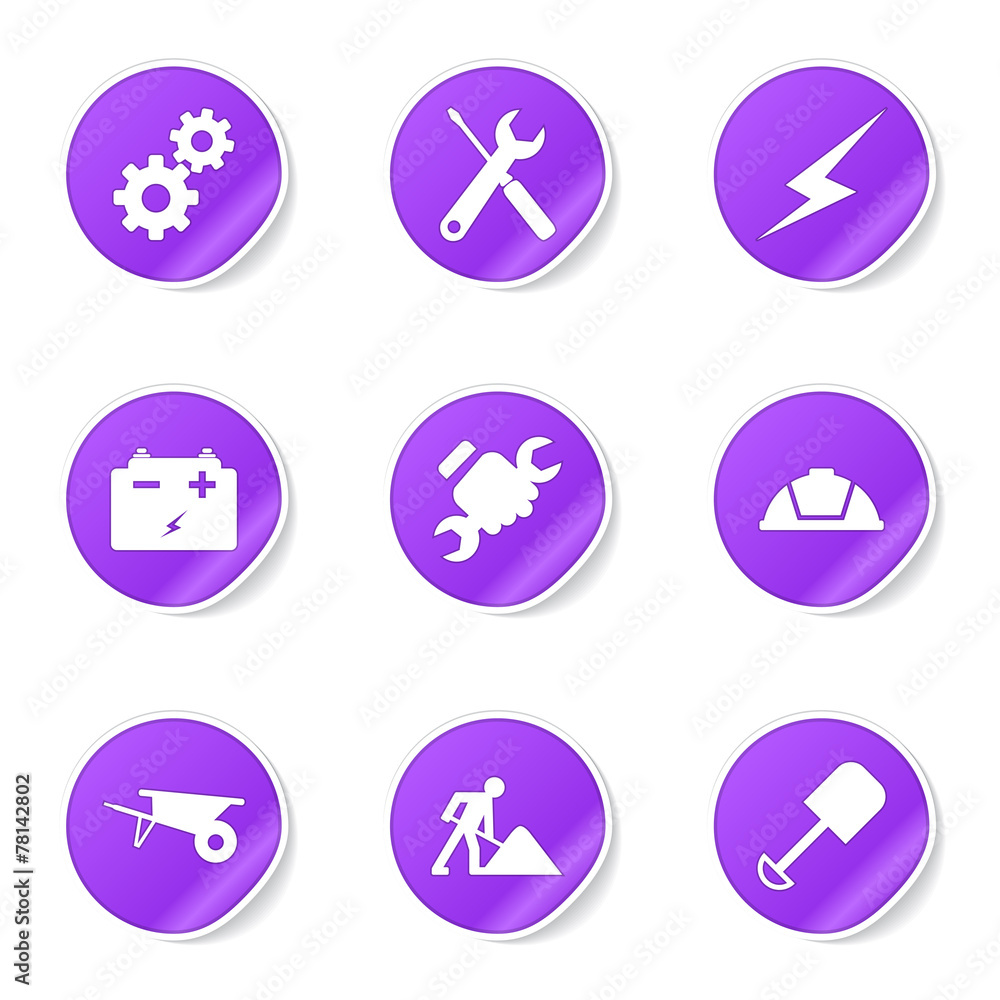 Construction Tools Violet Vector Button Icon Design Set Construction Tools Violet Vector Button Icon Design Set