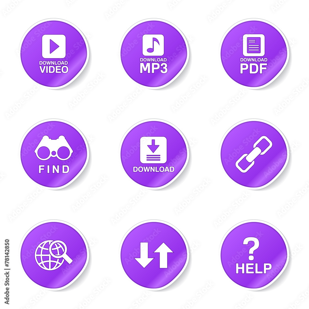 Multimedia Web Internet Violet Vector Button Icon Design Set Multimedia Web Internet Violet Vector Button Icon Design Set