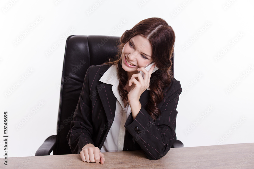 Elegant business woman call someone in the office Elegant business woman call someone in the office