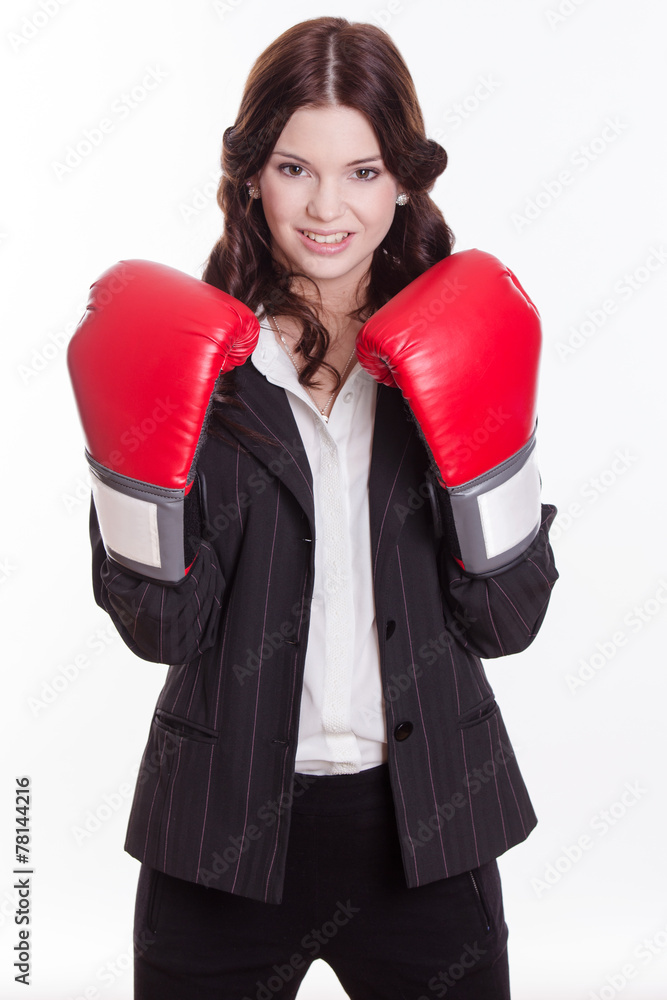 Strong business woman defend Strong business woman defend