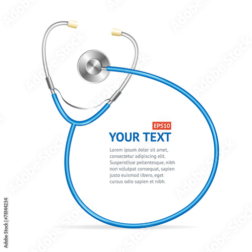Vector blue Stethoscope with place for text.