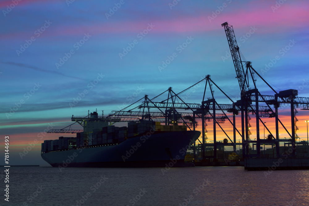 Container Cargo Ship Silhouette