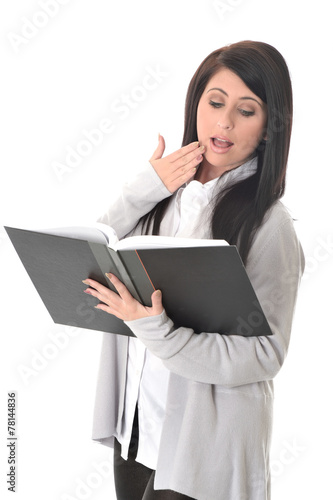 Young Woman Reading an Accounts Book