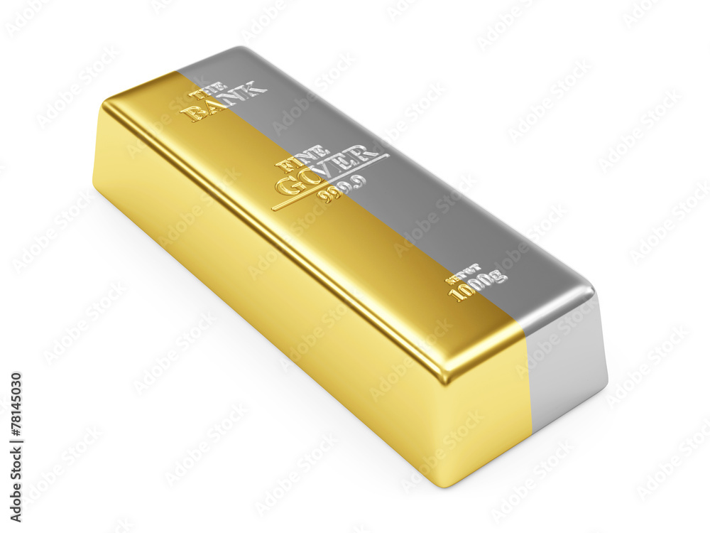 Golden and Silver Bar in One. Banking Financial Concept Golden and Silver Bar in One. Banking Financial Concept