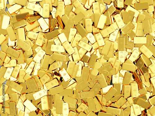 Heap of Flat Golden Bars Abstract Background