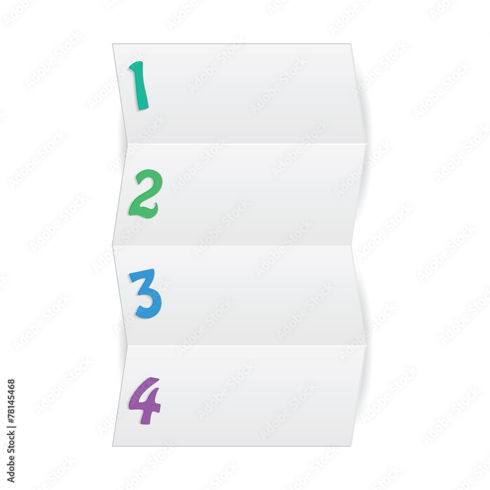 Empty paper booklet with numbers isolated on white background
