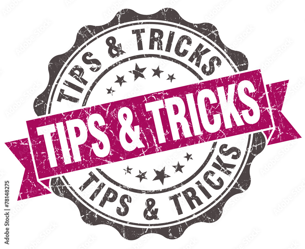 Fototapeta premium tips & tricks grunge violet seal isolated on white