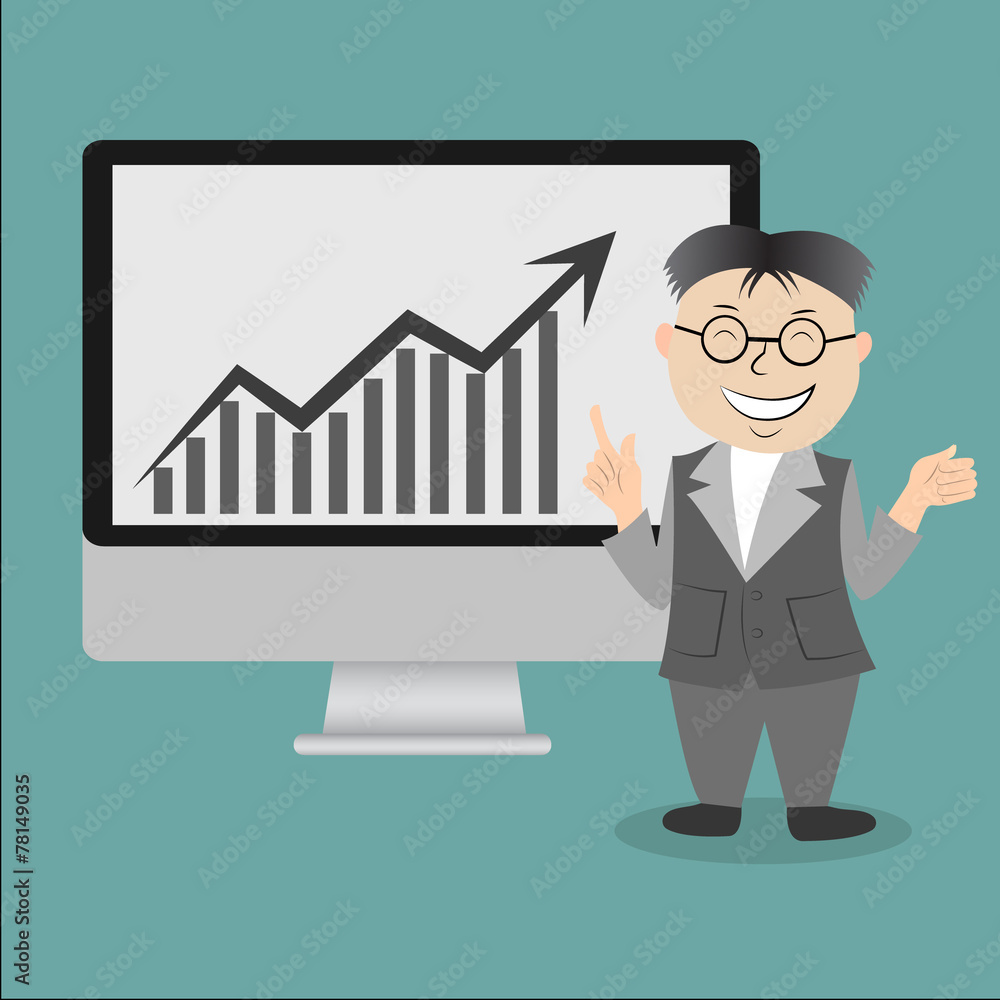 Businessman Presenting Business Growth Chart Businessman Presenting Business Growth Chart