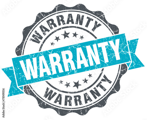 warranty vintage turquoise seal isolated on white photo