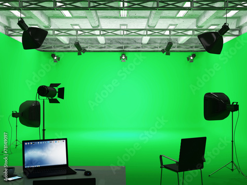 Pavilion Interior of Film Studio with Green Screen