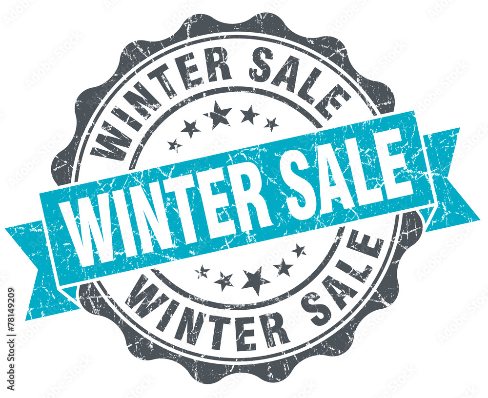 Fototapeta premium winter sale vintage turquoise seal isolated on white