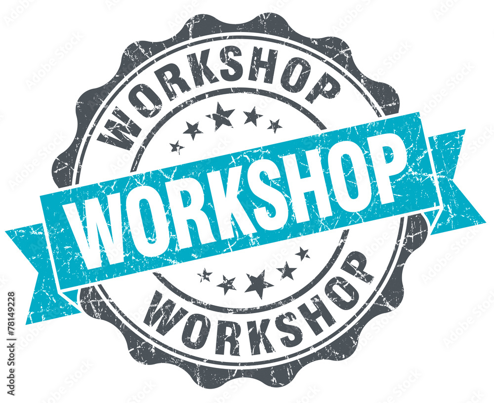 Fototapeta premium workshop vintage turquoise seal isolated on white