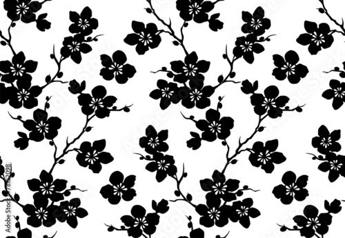 black and white seamless floral pattern