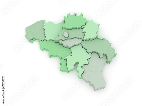Three-dimensional map of Belgium.