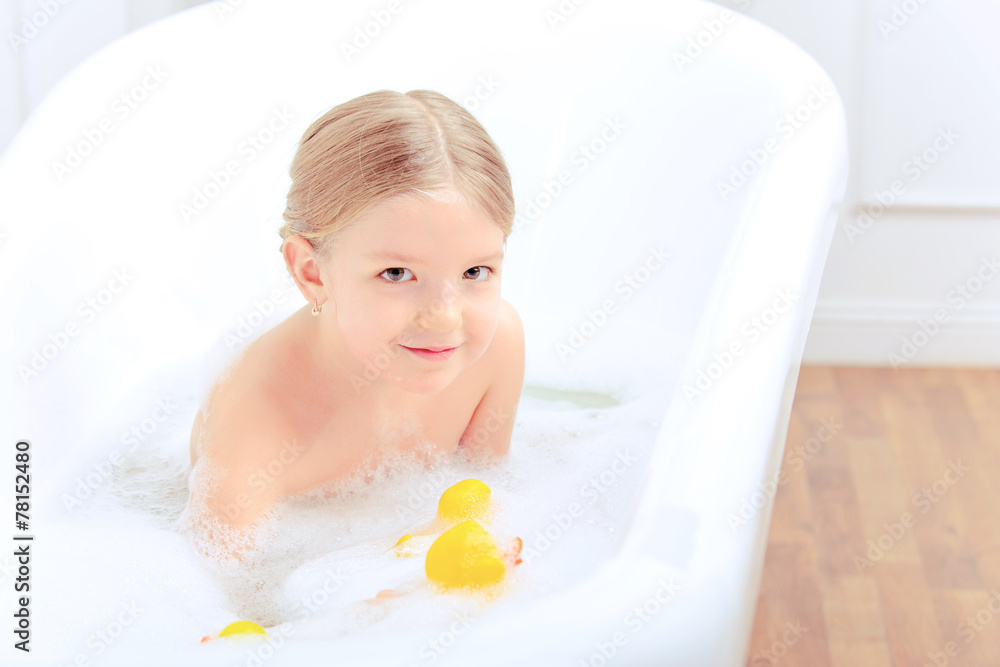 Cute little girl in the bathroom Cute little girl in the bathroom