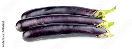 Group of long eggplant isolated on white