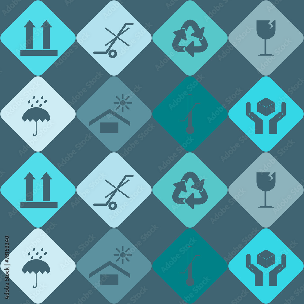 Seamless background with packaging symbols Seamless background with packaging symbols
