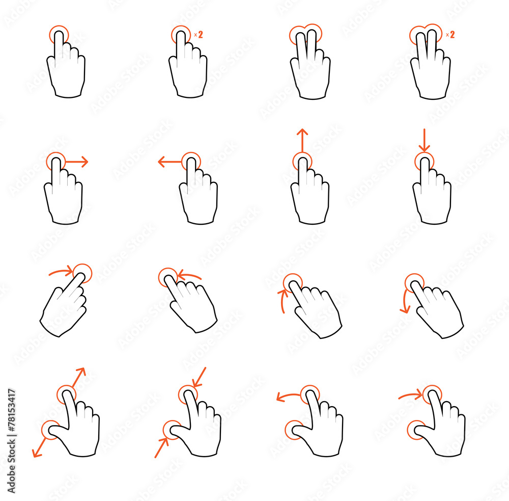 Touch screen gesture hand signs Stock 벡터 Adobe Stock