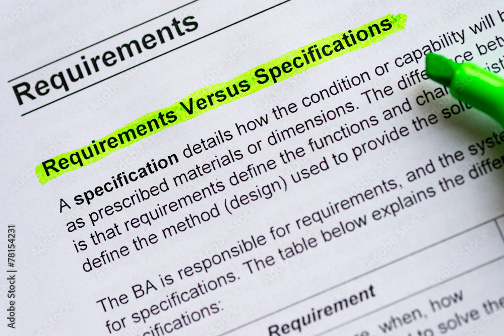 Fototapeta premium requirement versus specification
