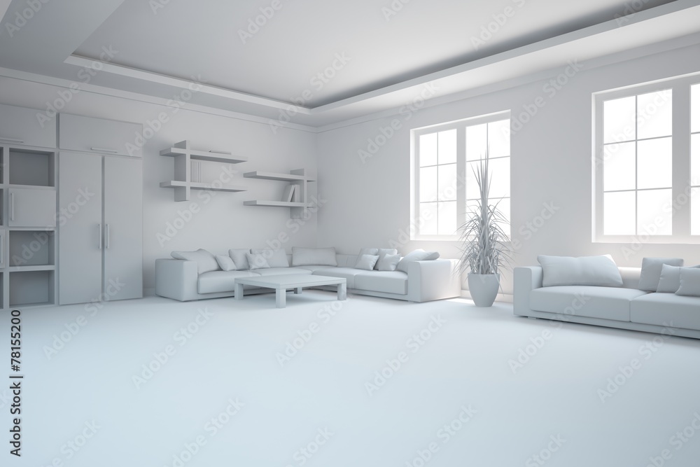 Fototapeta premium grey interior concept-3d rendering